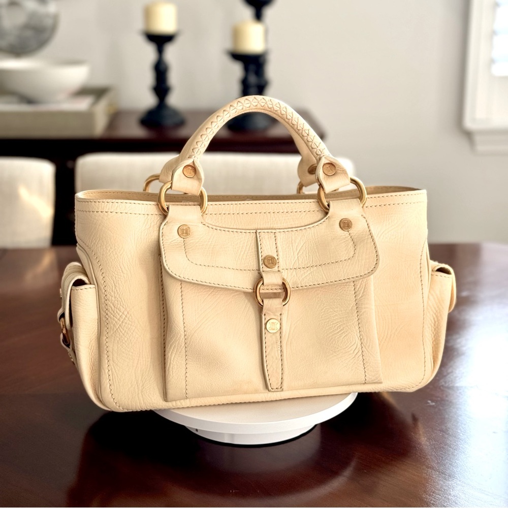 Celine Boogie Vintage Leather Front Pocket Tote Bag